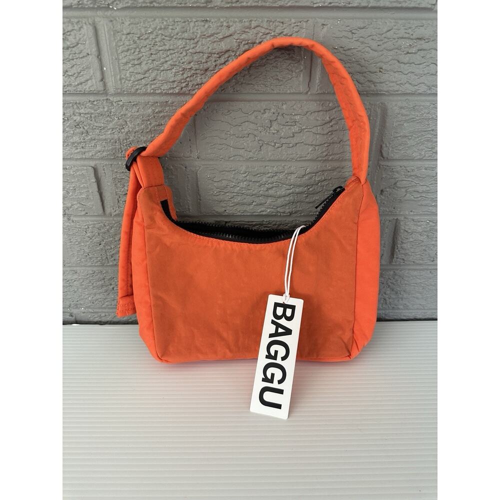 NWT Baggu Mini Nylon Shoulder Bag Nasturtium Adjustable Zip Top Small - Picture 3 of 9